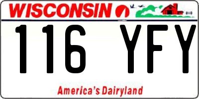 WI license plate 116YFY