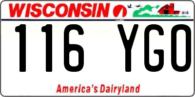 WI license plate 116YGO