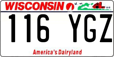 WI license plate 116YGZ