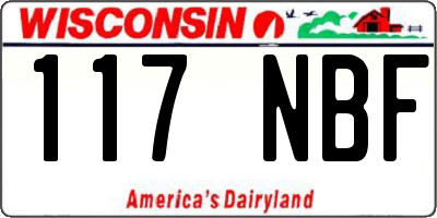 WI license plate 117NBF