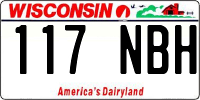 WI license plate 117NBH
