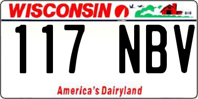 WI license plate 117NBV
