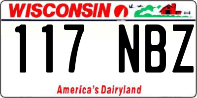 WI license plate 117NBZ