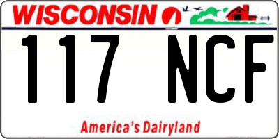 WI license plate 117NCF