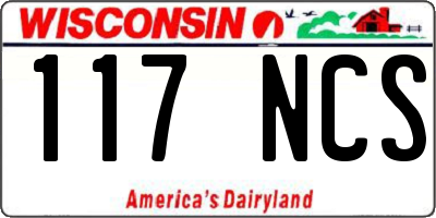 WI license plate 117NCS