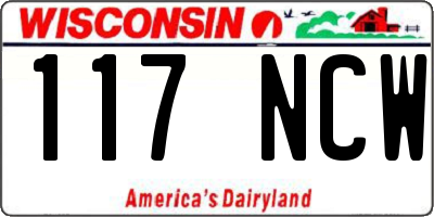 WI license plate 117NCW