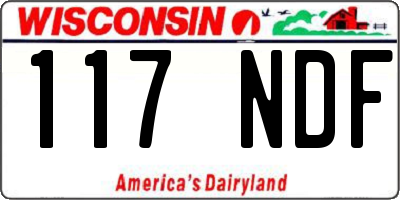 WI license plate 117NDF