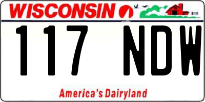 WI license plate 117NDW