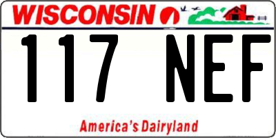 WI license plate 117NEF
