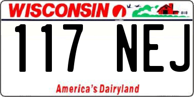 WI license plate 117NEJ