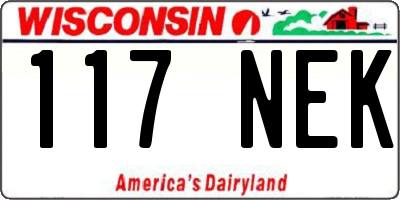 WI license plate 117NEK