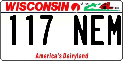 WI license plate 117NEM