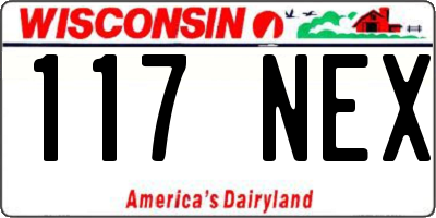 WI license plate 117NEX