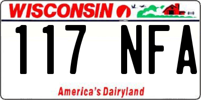 WI license plate 117NFA