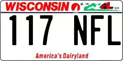 WI license plate 117NFL