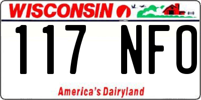 WI license plate 117NFO