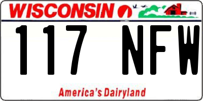 WI license plate 117NFW