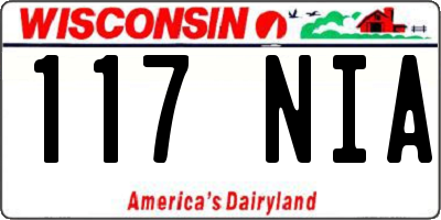 WI license plate 117NIA