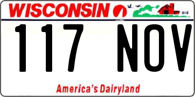 WI license plate 117NOV