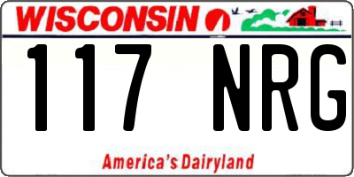 WI license plate 117NRG
