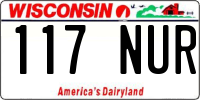 WI license plate 117NUR