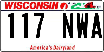 WI license plate 117NWA
