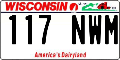 WI license plate 117NWM