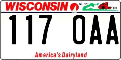 WI license plate 117OAA