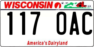 WI license plate 117OAC