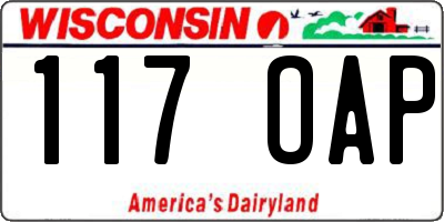 WI license plate 117OAP