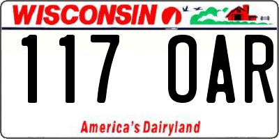 WI license plate 117OAR