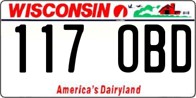 WI license plate 117OBD