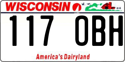 WI license plate 117OBH