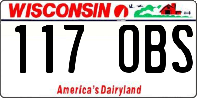 WI license plate 117OBS