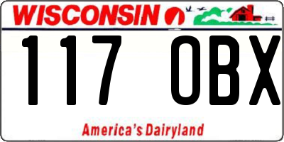 WI license plate 117OBX