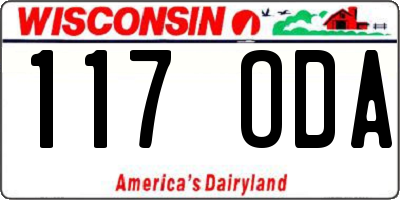 WI license plate 117ODA