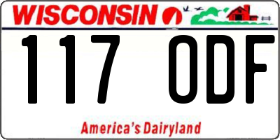 WI license plate 117ODF