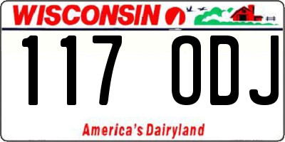 WI license plate 117ODJ