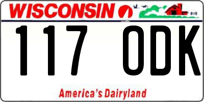 WI license plate 117ODK