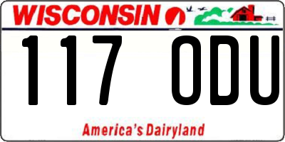 WI license plate 117ODU