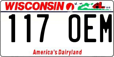 WI license plate 117OEM