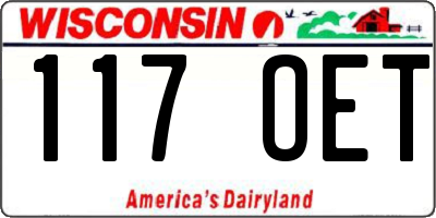 WI license plate 117OET