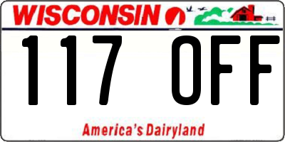 WI license plate 117OFF