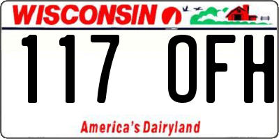 WI license plate 117OFH