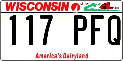 WI license plate 117PFQ