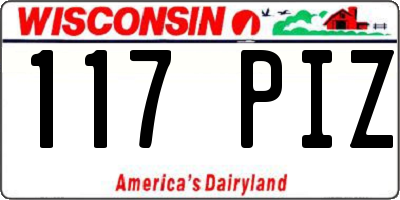 WI license plate 117PIZ