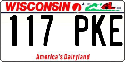 WI license plate 117PKE