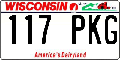WI license plate 117PKG