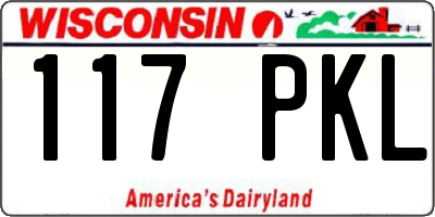 WI license plate 117PKL