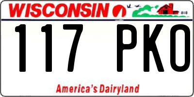 WI license plate 117PKO